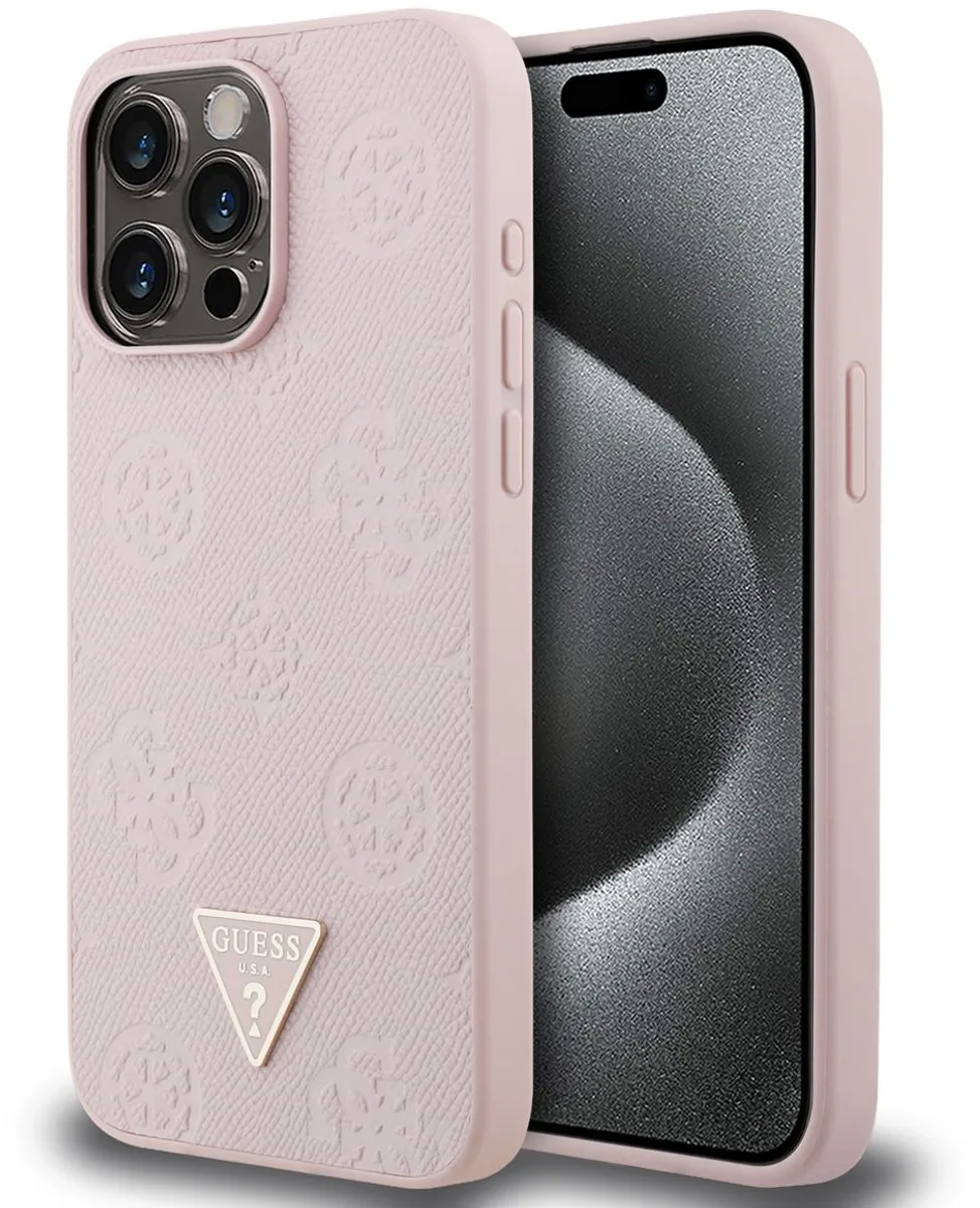 telefoonhoesje voor iPhone 15 Pro Max - schokbestendig van Guess in Roze – productfoto