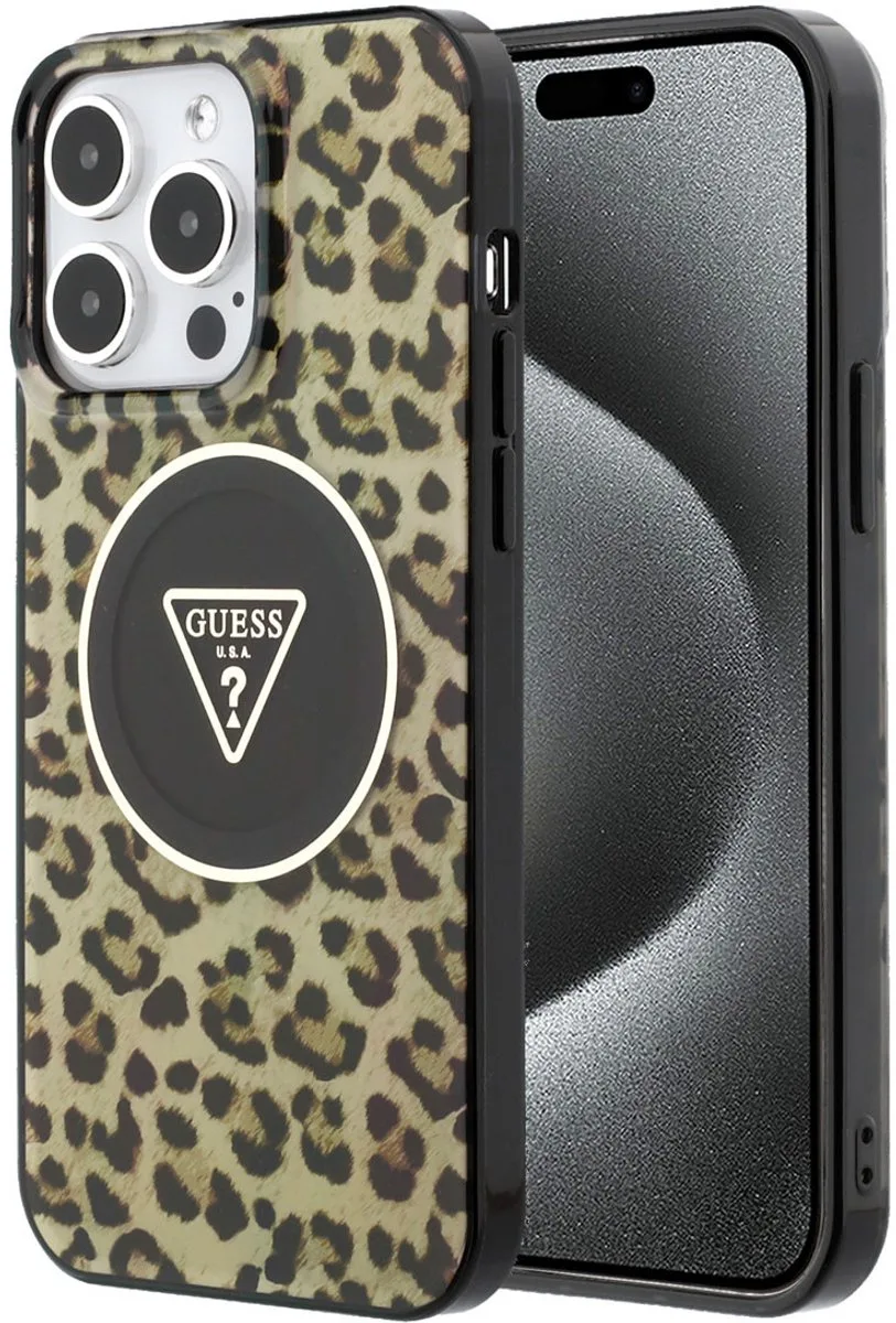 telefoonhoesje voor iPhone 15 Pro Max - slank design de Guess en Marron – photo produit