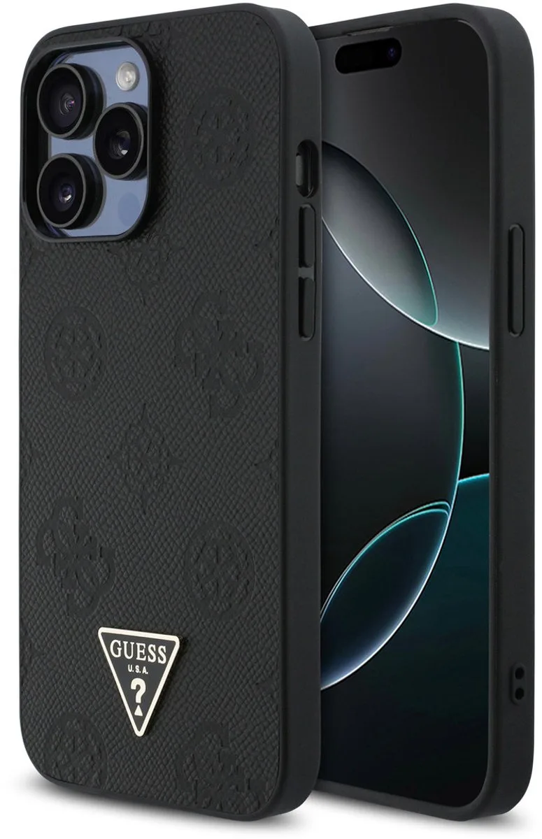 telefoonhoesje voor iPhone 15 Pro Max - stijlvol PU-design de Guess en Noir – photo produit