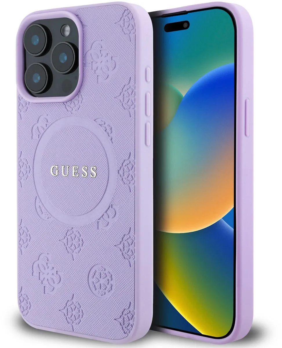telefoonhoesje voor iPhone 15 Pro Max - valbescherming de Guess en Violet – photo produit