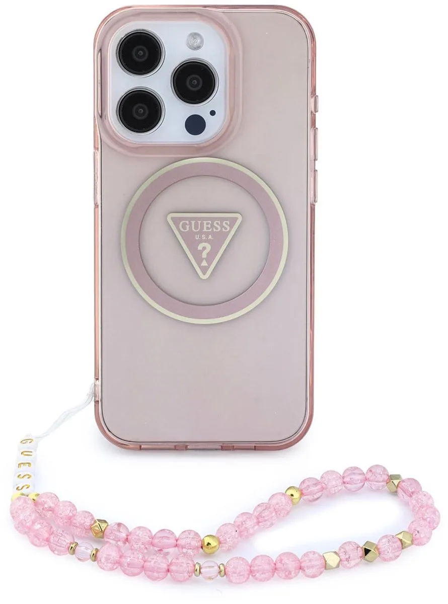 telefoonhoesje voor iPhone 15 Pro - schokbestendig de Guess en Rose – photo produit