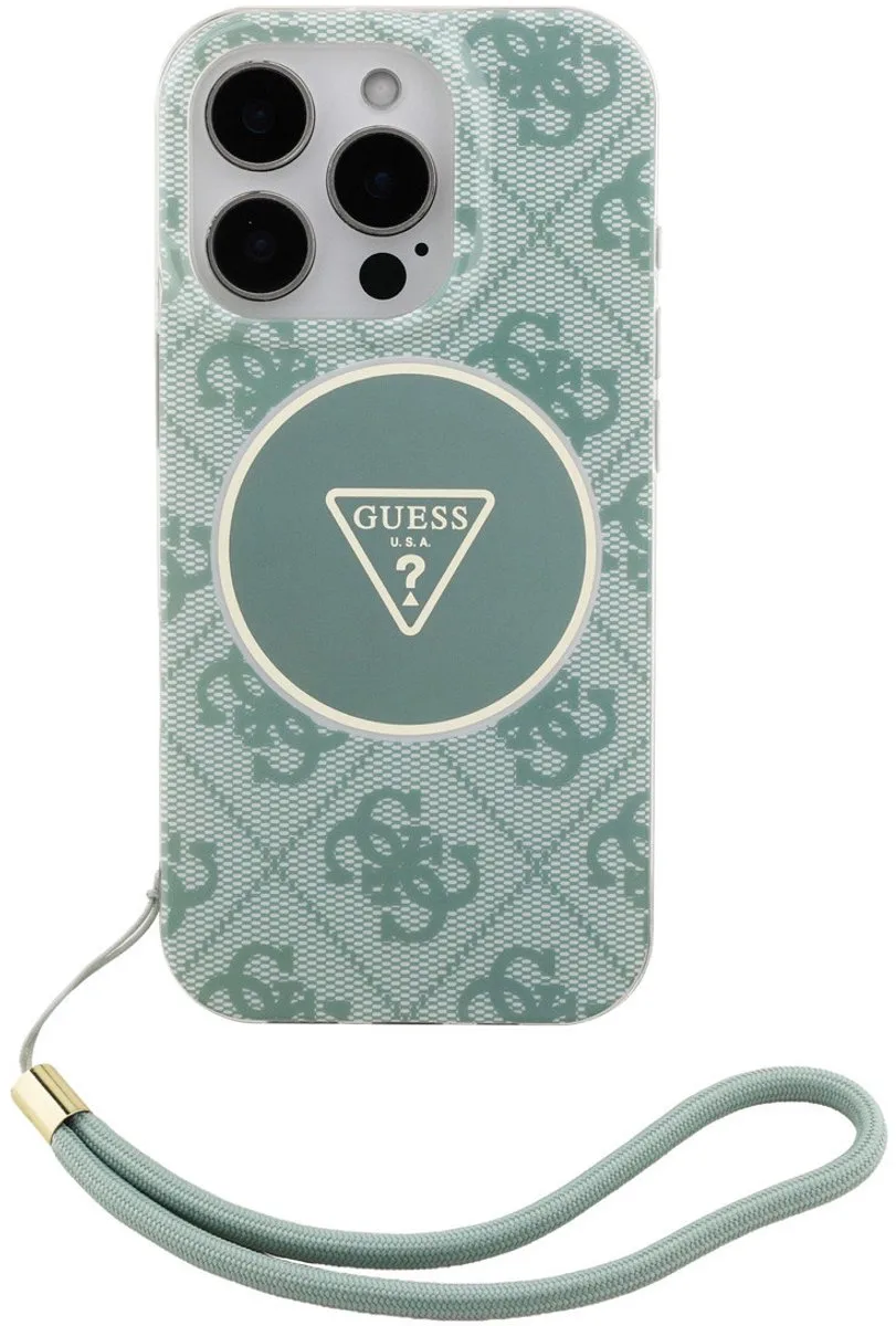 telefoonhoesje voor iPhone 16 Pro - MagSafe geschikt - Groen van Guess in Groen – productfoto