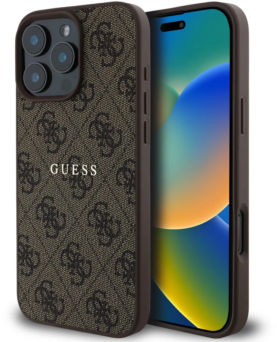 telefoonhoesje voor iPhone 16 Pro Max - MagSafe van Guess in Bruin – productfoto