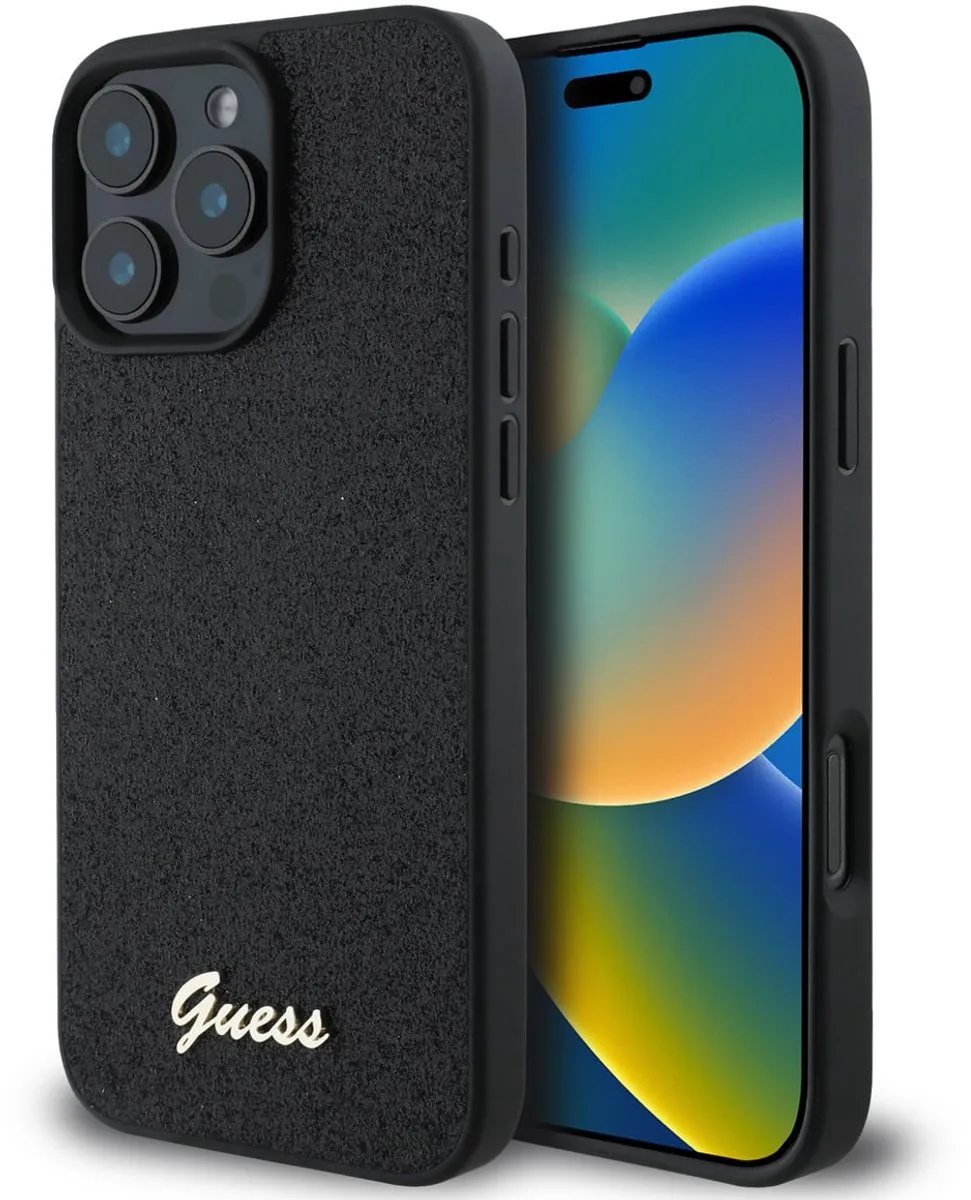 telefoonhoesje voor iPhone 16 Pro Max - schokabsorberend de Guess en Noir – photo produit