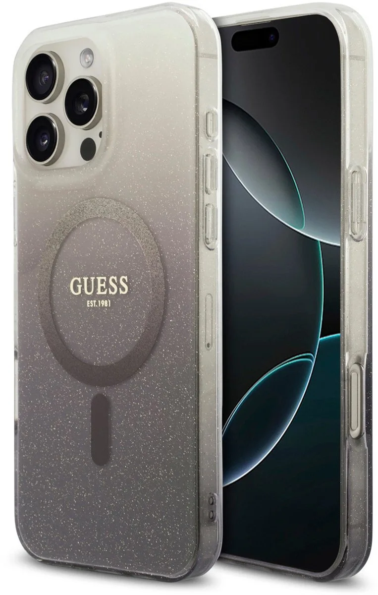 telefoonhoesje voor iPhone 16 Pro Max - schokbestendig van Guess in Zwart – productfoto