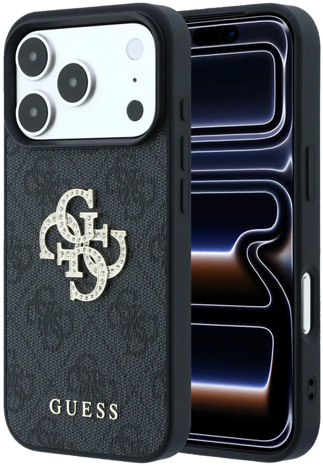 telefoonhoesje voor iPhone 18 Pro / iPhone 17 Pro - 4G PU harde behuizing de Guess en Noir – photo produit