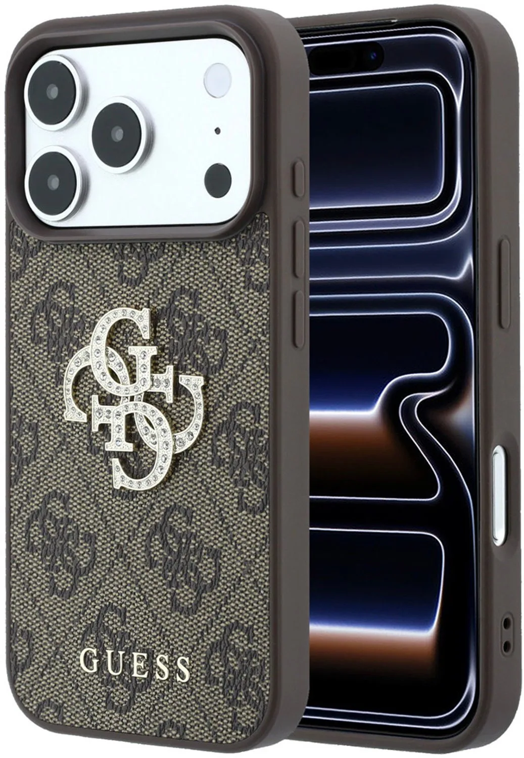 telefoonhoesje voor iPhone 18 Pro / iPhone 17 Pro - harde behuizing van Guess in Bruin – productfoto