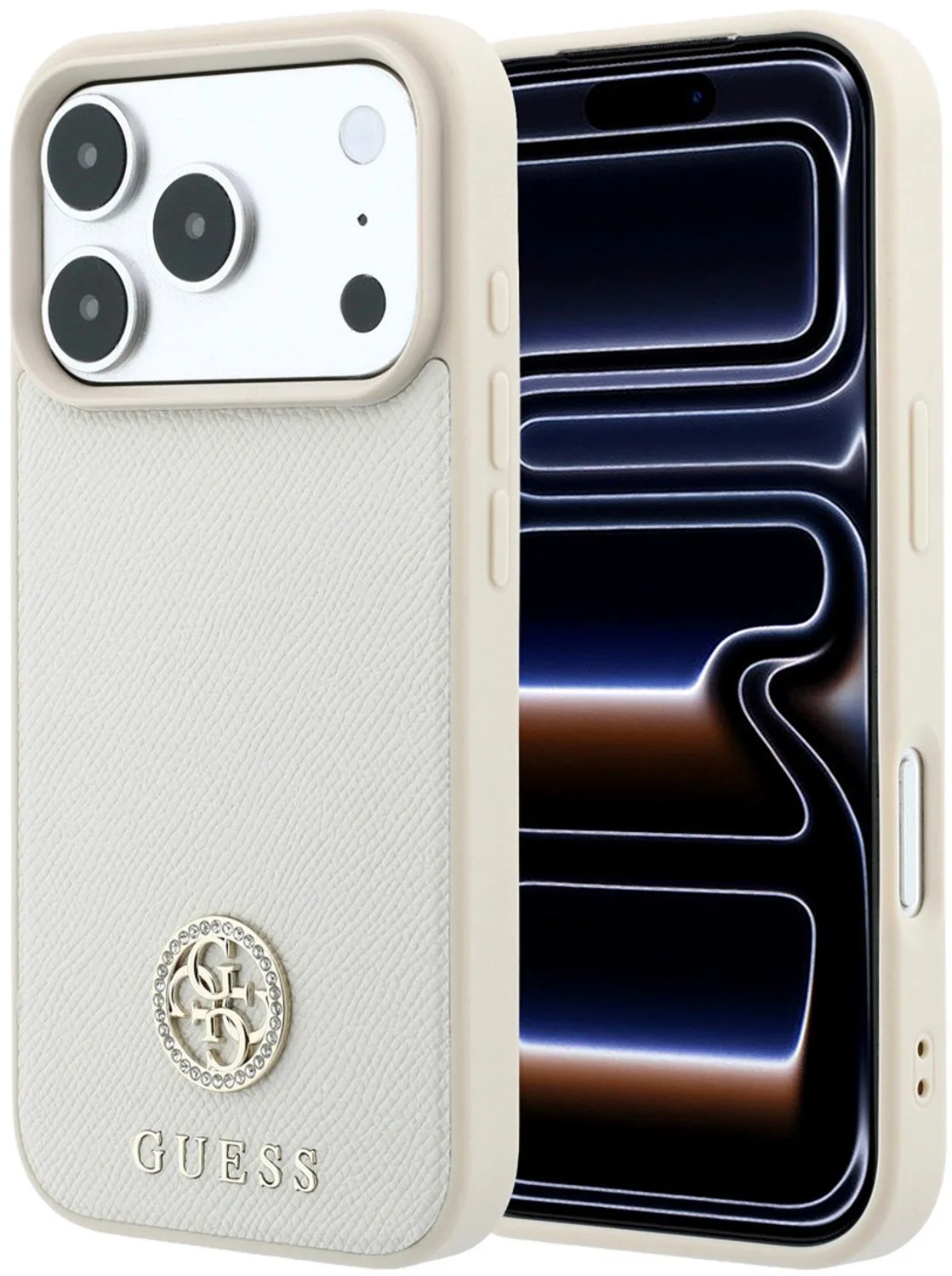 telefoonhoesje voor iPhone 18 Pro / iPhone 17 Pro - magSafe de Guess en Beige – photo produit