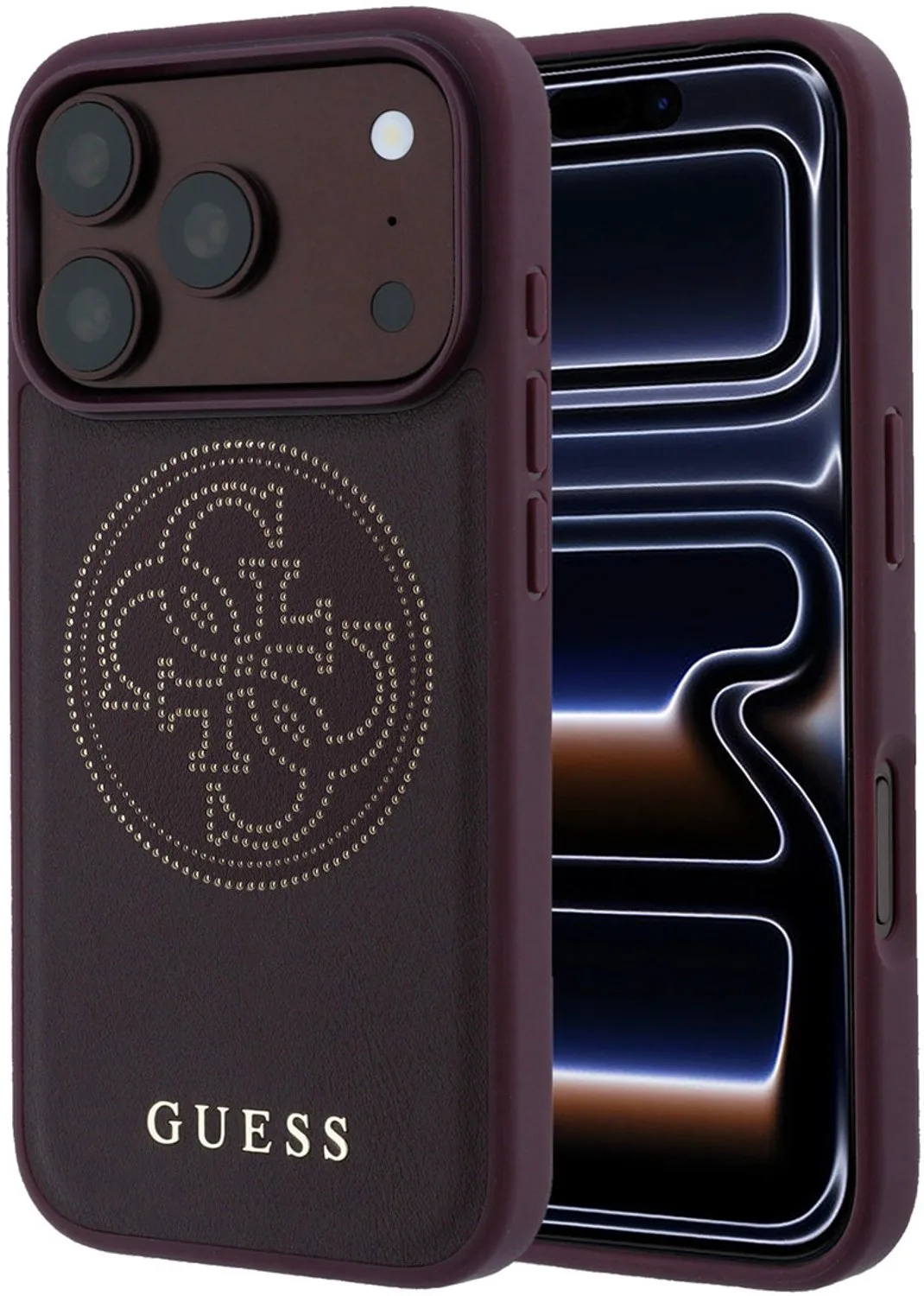 telefoonhoesje voor iPhone 18 Pro / iPhone 17 Pro - MagSafe - geperforeerd - Bordeauxrood de Guess en Burgundy – photo produit