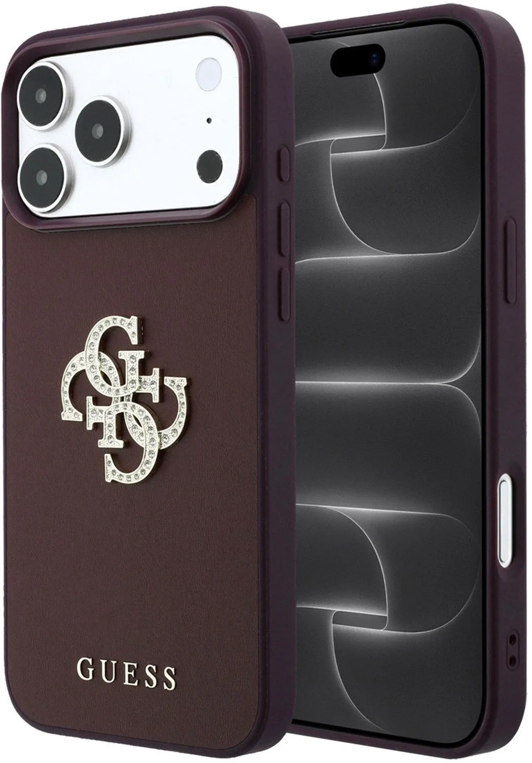 telefoonhoesje voor iPhone 18 Pro Max / 17 Pro Max - glad PU - Bordeaux van Guess in Burgundy – productfoto