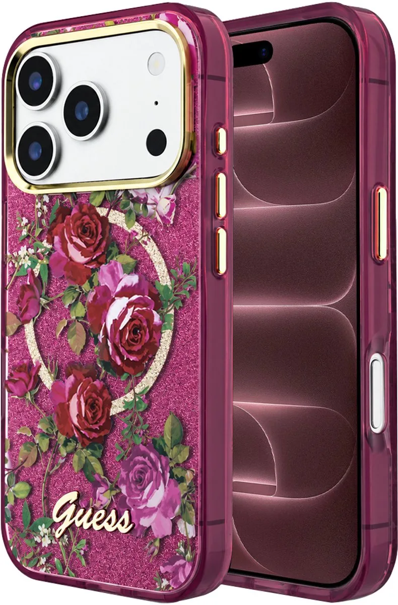 telefoonhoesje voor iPhone 18 Pro Max en iPhone 17 Pro Max - backcover van Guess in Bordeauxrood – productfoto
