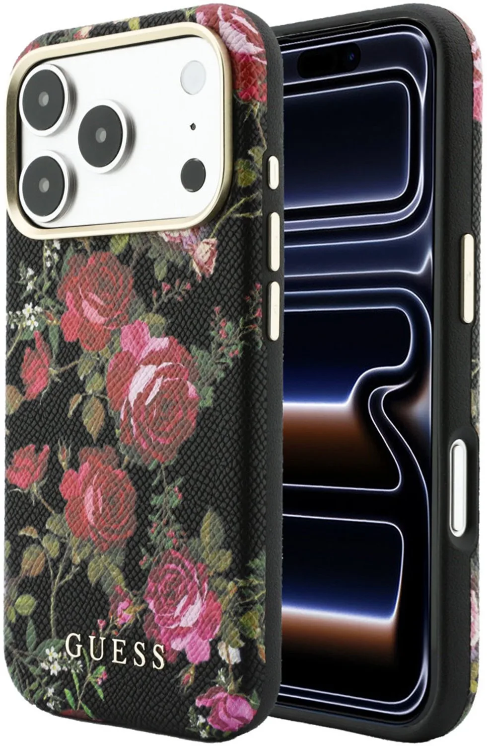 telefoonhoesje voor iPhone 18 Pro Max en iPhone 17 Pro Max - harde behuizing van Guess in Zwart – productfoto