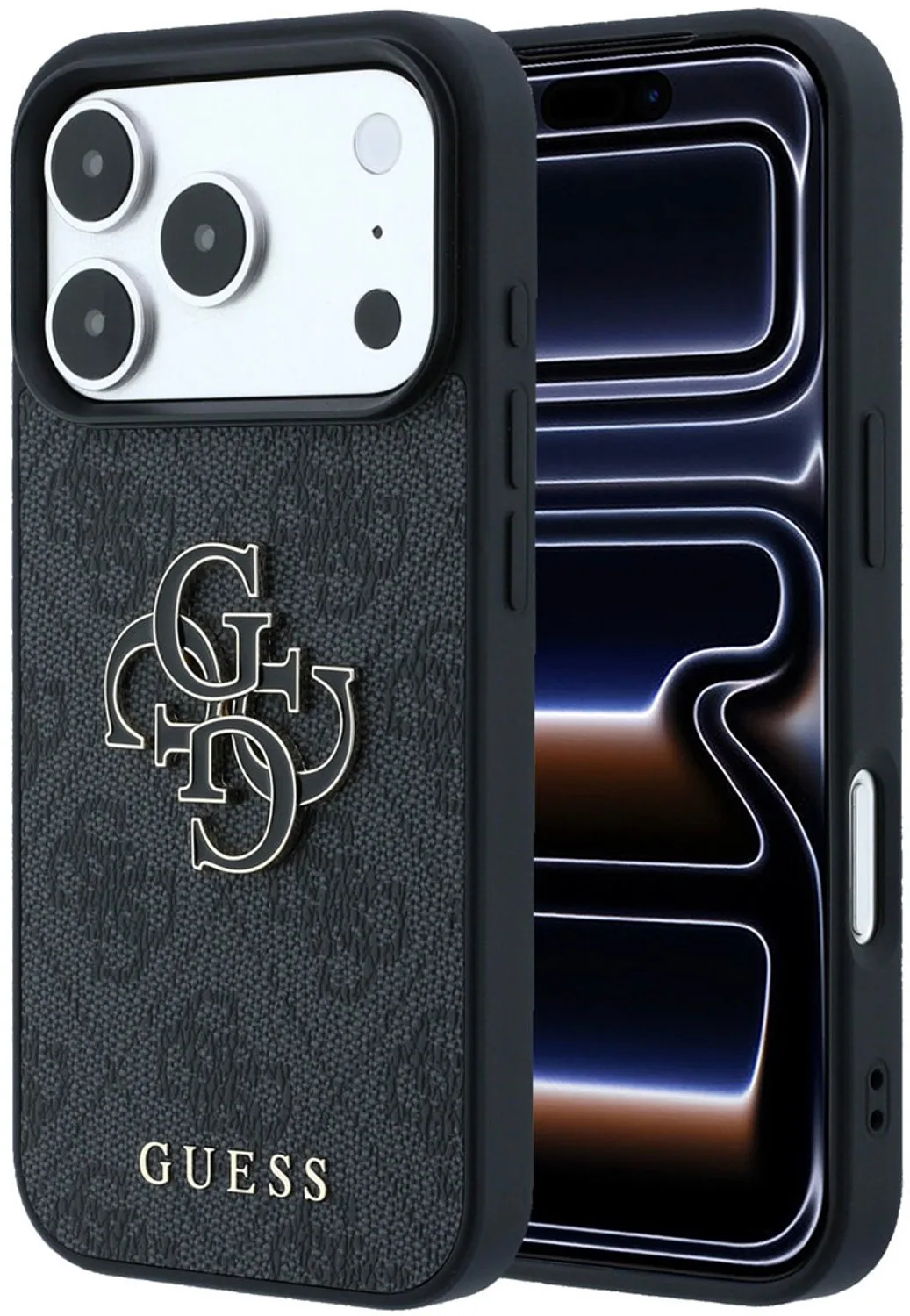 telefoonhoesje voor iPhone 18 Pro Max / iPhone 17 Pro Max - 4G PU harde behuizing - groot logo de Guess en Noir – photo produit