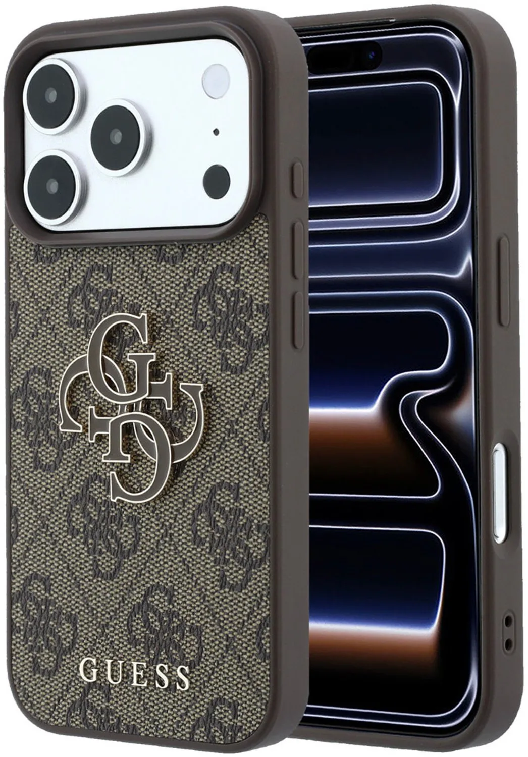 telefoonhoesje voor iPhone 18 Pro Max / iPhone 17 Pro Max - stevige PU hoes von Guess in Braun – Produktfoto