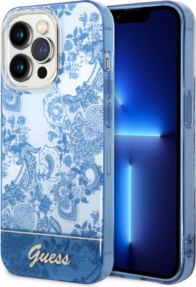 Toile de Jouy Back Case - Geschikt voor Apple iPhone 14 Pro Max (6.7") fra Guess i Blå – produktbillede