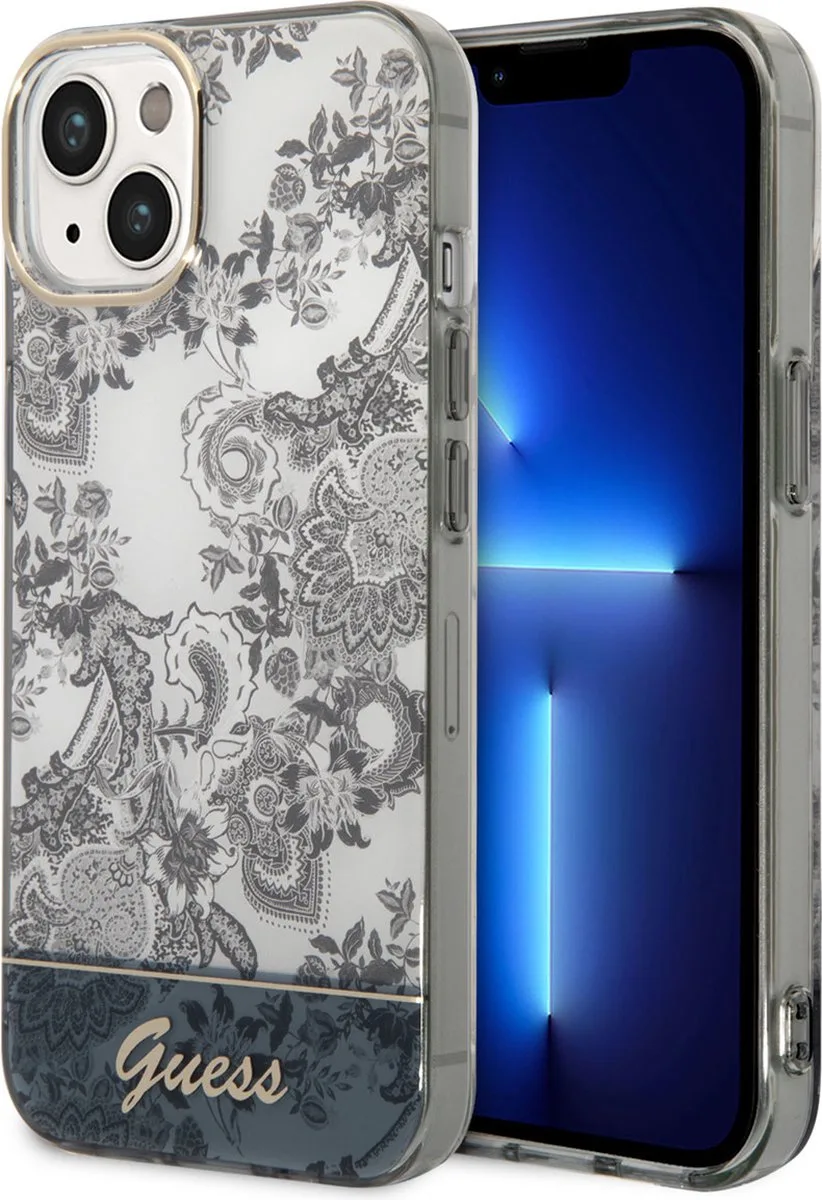 TPU Back Cover Telefoonhoesje voor Apple iPhone 14 – Bescherm je Telefoon & Geniet van Stijlvol Design van Guess in Grijs – productfoto