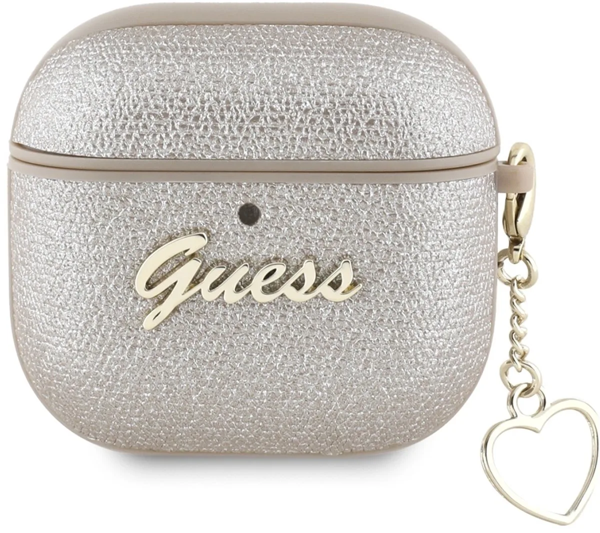 Tpu Hoesje Voor Airpods 4 Gouden Bedel Metallic Anti-Kras Bescherming van Guess in Transparant – productfoto