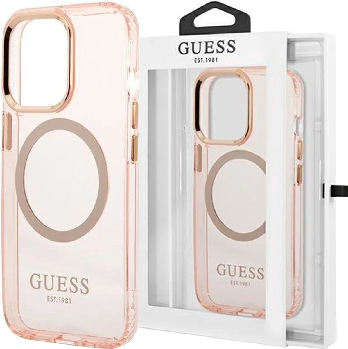 TPU-Smartphonehoesje voor Apple iPhone 14 - Back Cover Magsafe, Bescherming van Telefoon von Guess in Rosa – Produktfoto
