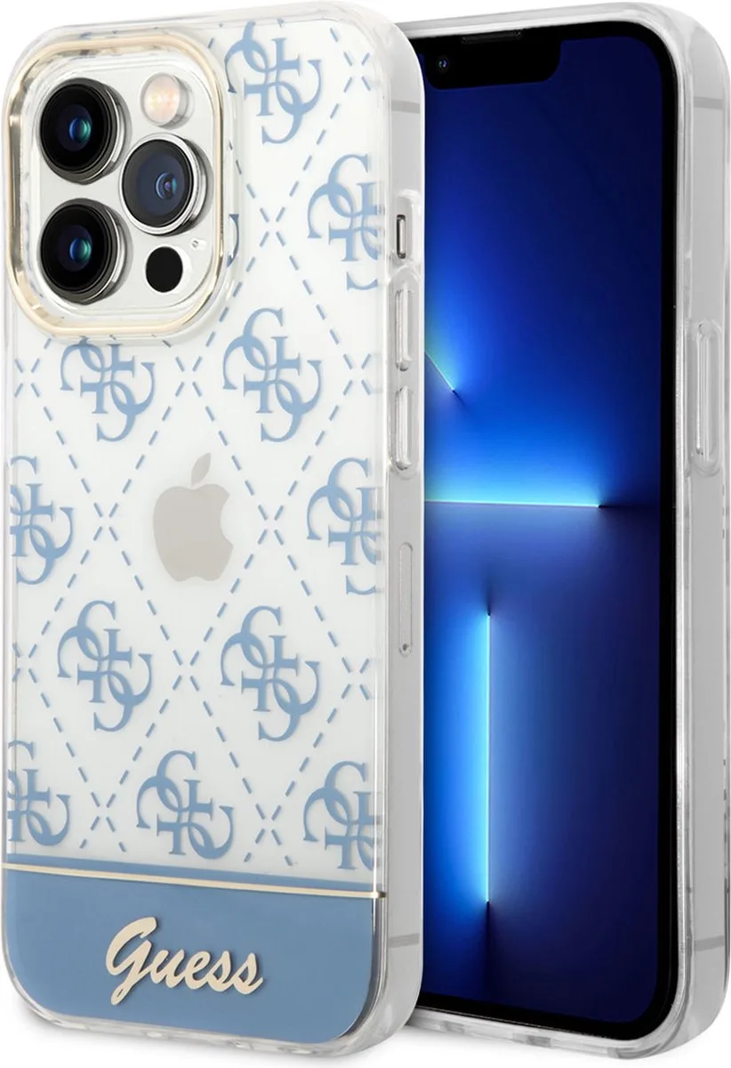 TPU-Smartphonehoesje voor Apple iPhone 14 Pro Max - Bescherm je Telefoon - Back Cover van Guess in Blauw – productfoto