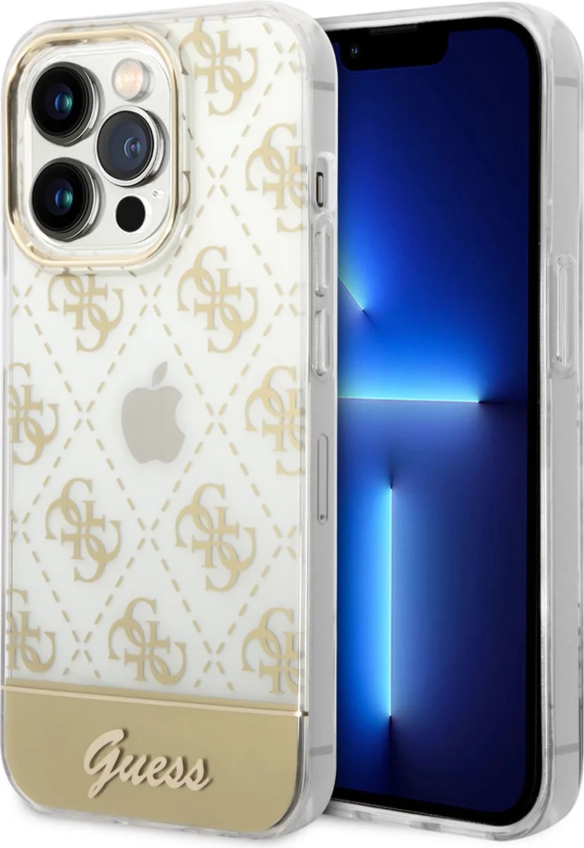 TPU Smartphonehoesje voor Apple iPhone 14 Pro Max - Bescherming van Telefoon, Back Cover. van Guess in Goud – productfoto