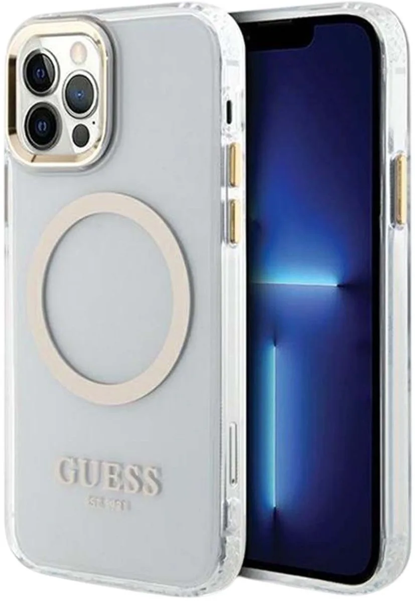 Translucent Back Case (MagSafe Compatible) - Geschikt voor Apple iPhone 12/12 Pro (6.1") van Guess in Goud – productfoto