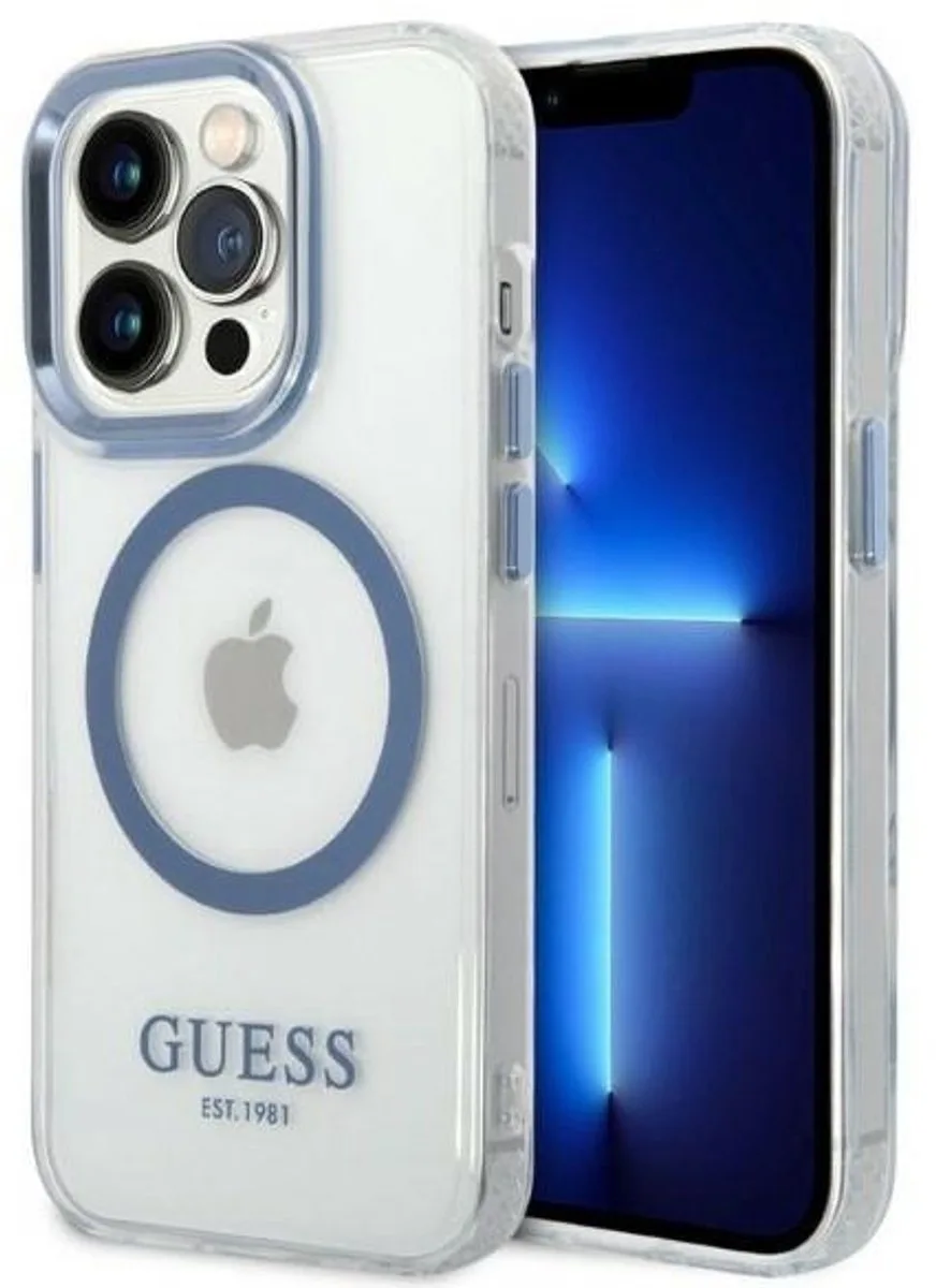 Translucent Back Case (MagSafe Compatible) - Geschikt voor Apple iPhone 14 Pro (6.1") de Guess en Bleu – photo produit