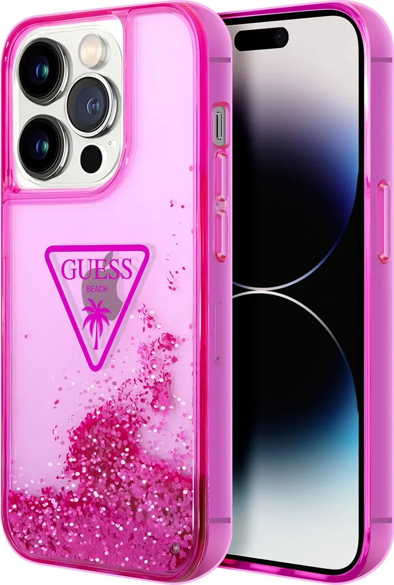 Transparante TPU Back Cover Smartphonehoesje voor Apple iPhone 14 Pro - Bescherming & Stijl van Guess in Roze – productfoto
