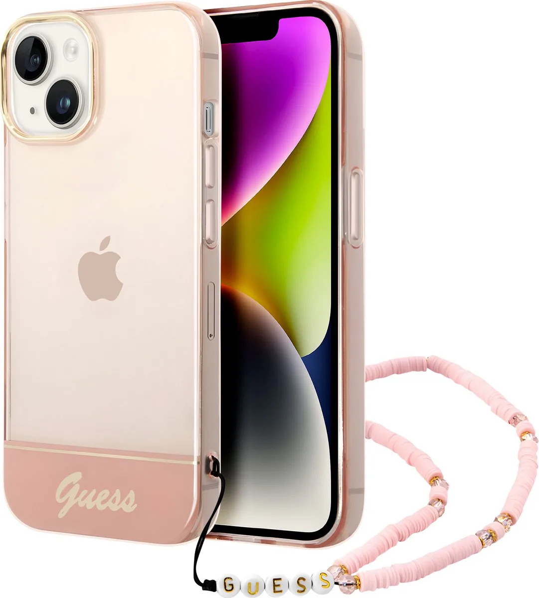 Transparante TPU Back Cover voor Apple iPhone 14 - Bescherming & Stijl van Guess in Roze – productfoto
