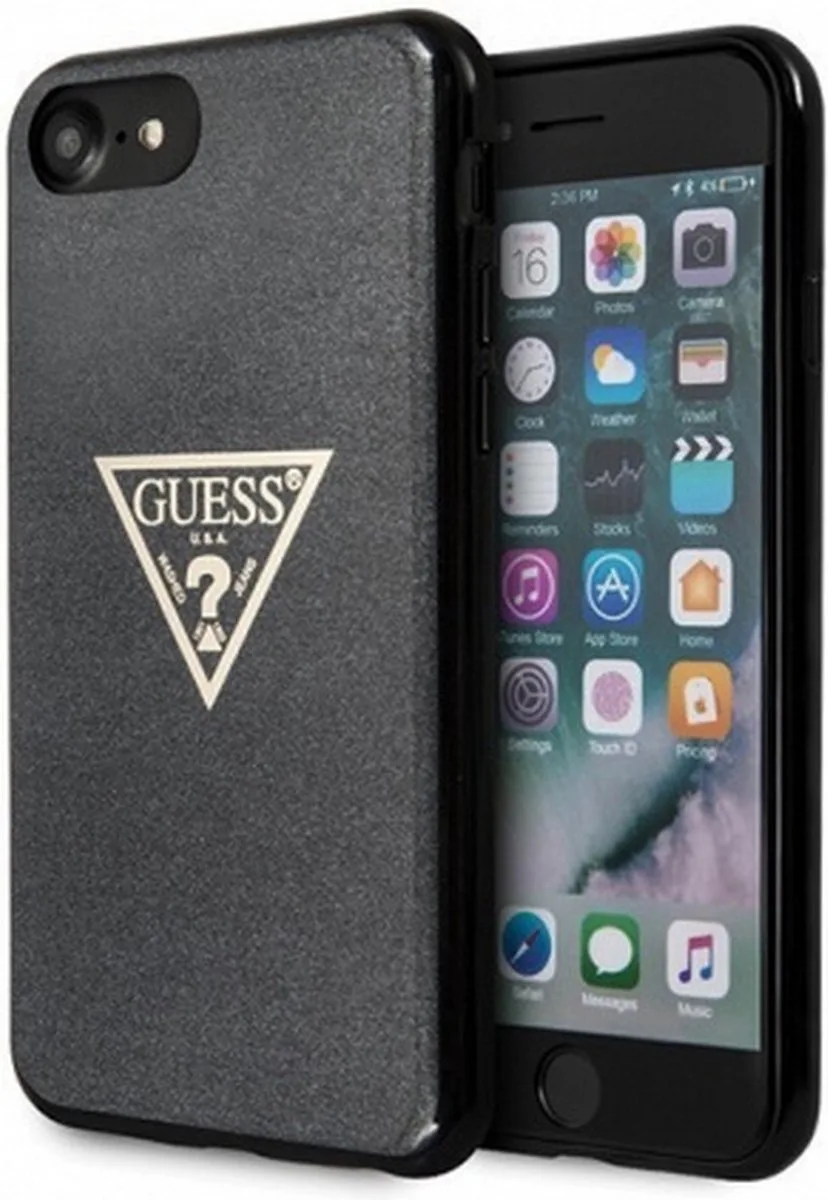Triangle Glitter Back Case - Geschikt voor Apple iPhone 7/8/SE2020/SE2022 (4.7") van Guess in Zwart – productfoto