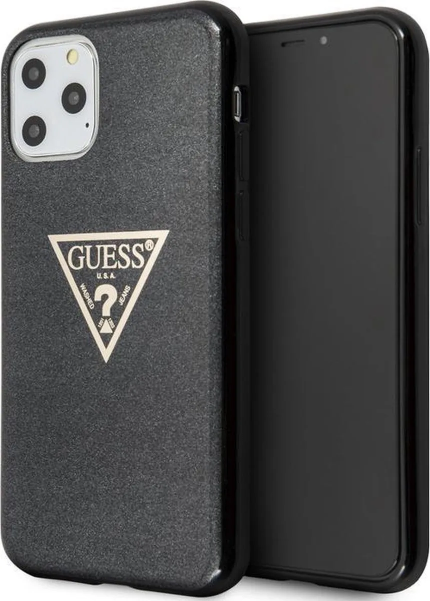 Triangle Glitter TPU Case iPhone 11 Pro Max (6.5") van Guess in Zwart – productfoto
