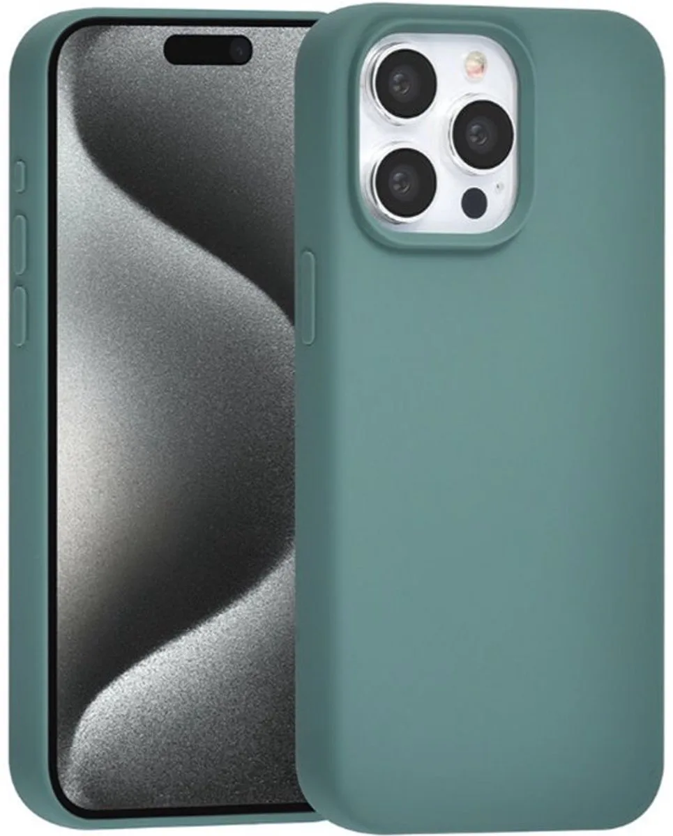 TUNIQ iPhone 15 Pro Max Backcover hoesje Premium Liquid silicone de Guess en Vert – photo produit