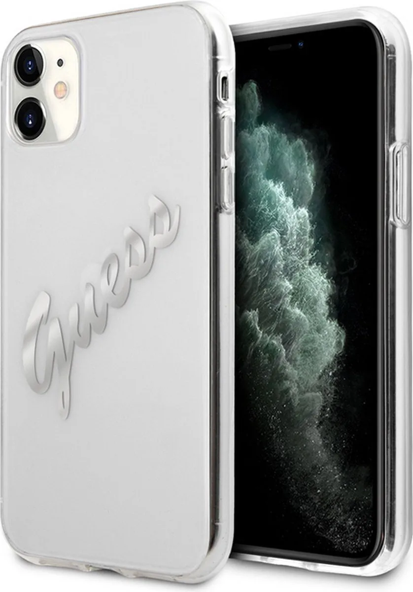 Vintage Transparent Back Case voor Apple iPhone 11 (6.1") van Guess in Zilver – productfoto
