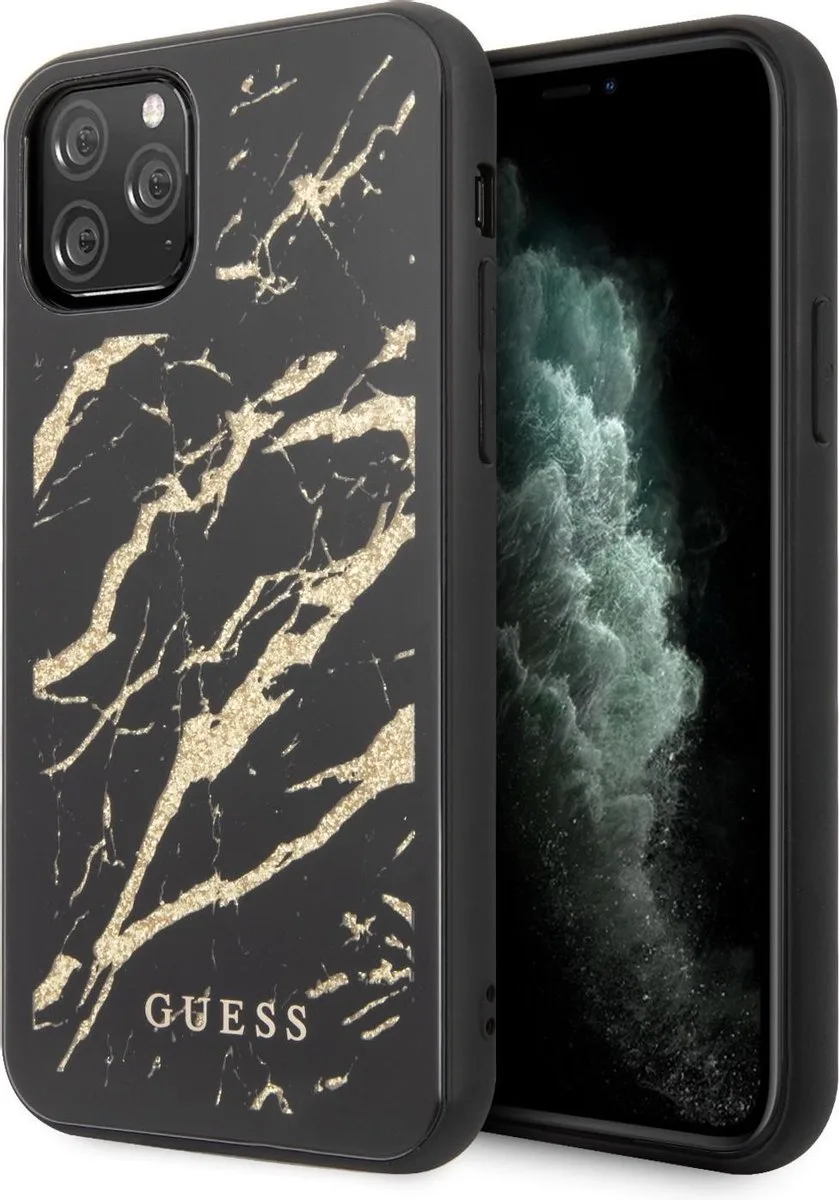 Zwart hoesje van Guess - Backcover - iPhone 11 Pro - Collection 2020 von Guess in Schwarz, Gold – Produktfoto