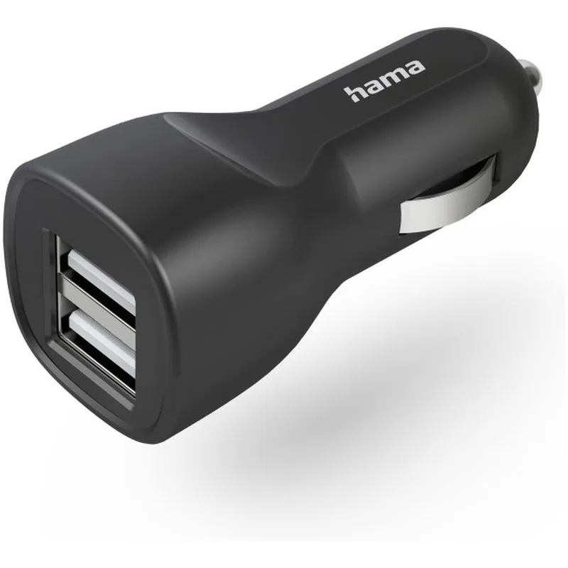 Car Charger met 2x USB-A Socket 12 W Oplader Zwart von Hama – Produktfoto