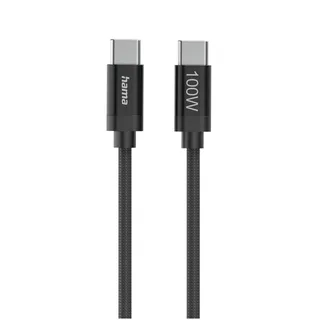 Fabric USB-C - USB-C 100W 1.5 m nylon Oplader Zwart van Hama – productfoto 1 van 6