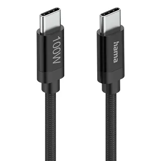 Fabric USB-C - USB-C 100W 1.5 m nylon Oplader Zwart van Hama – productfoto 3 van 6