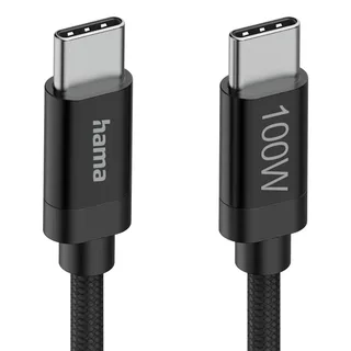 Fabric USB-C - USB-C 100W 1.5 m nylon Oplader Zwart van Hama – productfoto 5 van 6
