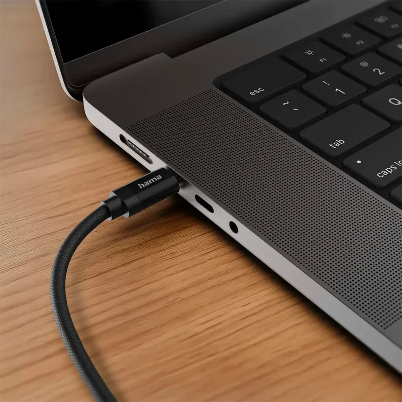 Fabric USB-C - USB-C 100W 1.5 m nylon Oplader Zwart van Hama – productfoto 6 van 6