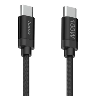 Fabric USB-C - USB-C 100W 1.5 m nylon Oplader Zwart van Hama – productfoto 4 van 6