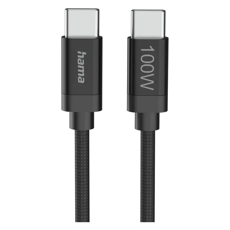 Fabric USB-C - USB-C 100W 3 m nylon Oplader Zwart by Hama – product photo