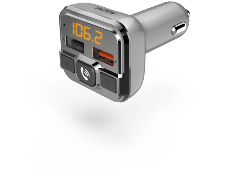 FM Transmitter met Bluetooth-functie - Handsfree functie - USB met Qualcomm Quickcharge 3,0 - USB-oplader - Bluetooth transmitter - Geschikt voor Smartphones van Hama in Zilver – productfoto
