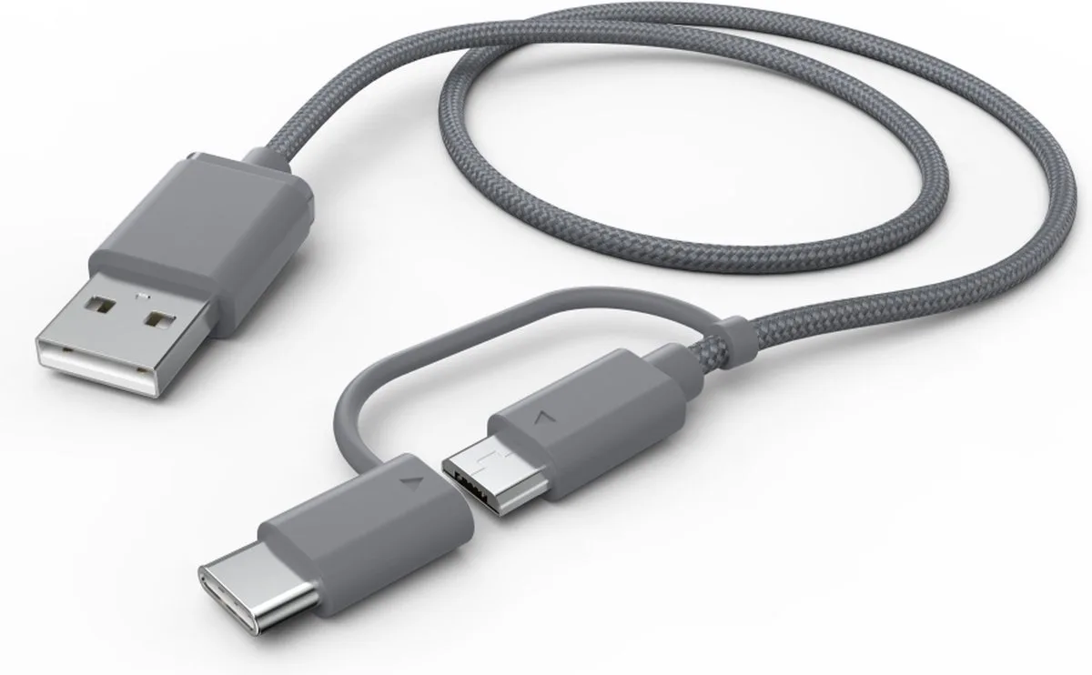 Hama 00187224 USB-kabel USB 2.0 1 m USB A Micro-USB A de Hama en Gris – photo produit