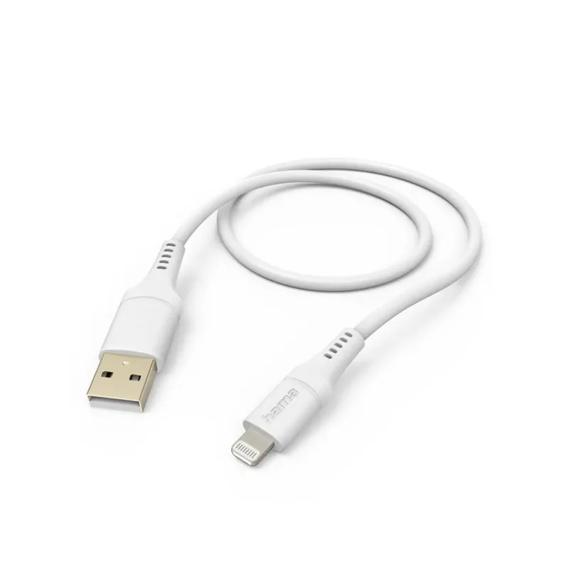Hama 00201568 USB-laadkabel USB 2.0 Apple Lightning stekker, USB-A stekker 1.5 m Flexibel by Hama in White – product photo