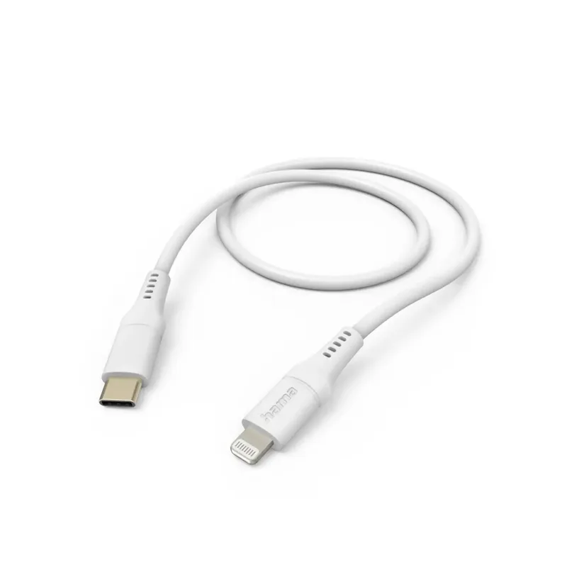 Hama 00201574 USB-laadkabel USB 2.0 Apple Lightning stekker, USB-C stekker 1.5 m Flexibel by Hama in White – product photo