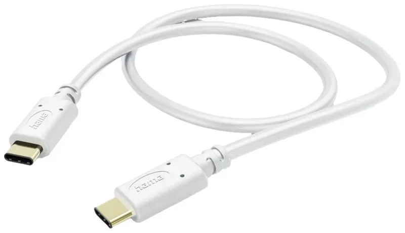 Hama 00201592 USB-laadkabel USB 2.0 USB-C stekker, USB-C stekker 1.50 m Vergulde steekcontacten van Hama in Wit – productfoto