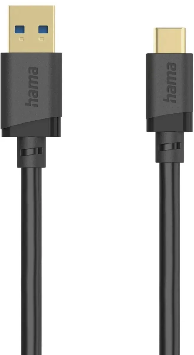 Hama 00202004 USB-kabel USB 3.2 Gen1 USB-A stekker, USB-C stekker 0.25 m Vergulde steekcontacten by Hama in Black – product photo