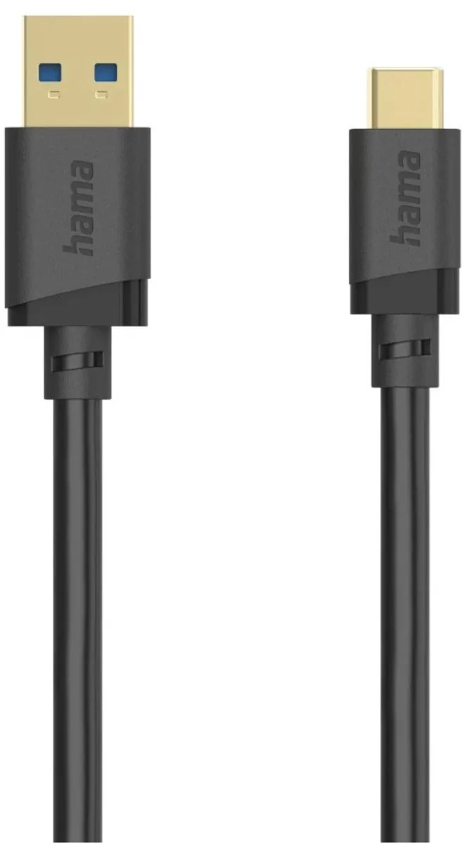 Hama 00202005 USB-kabel USB 3.2 Gen1 USB-A stekker, USB-C stekker 0.75 m Vergulde steekcontacten by Hama in Black – product photo
