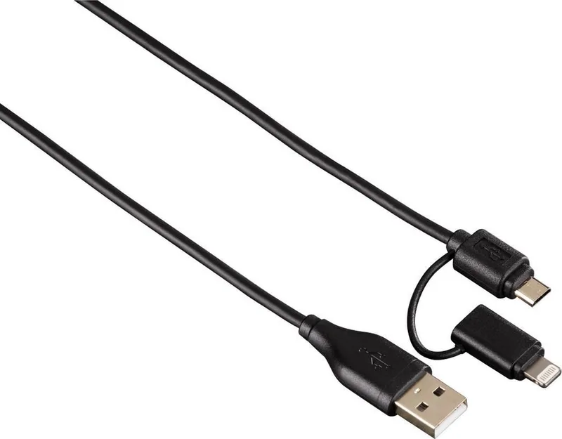Hama 2 in 1 Micro USB en lightning kabel 1.2m från Hama i Svart – produktbild