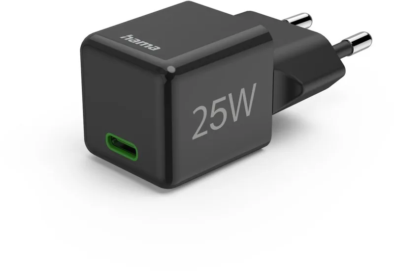 Hama 25W Snellader - USB-C PD/QC - Super-mini från Hama i Svart – produktbild