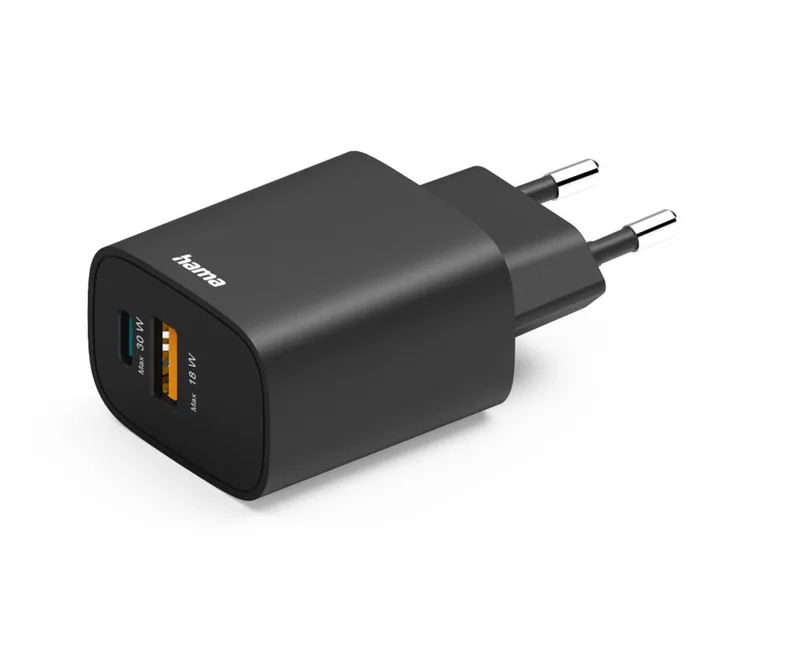 Hama 30W Snellader - 1x USB-C PD, 1x USB-A QC by Hama in Black – product photo